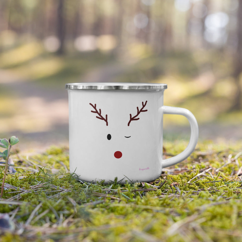 Christmas Reindeer Enamel Mug - Festive Veggincredible Design | M4TB