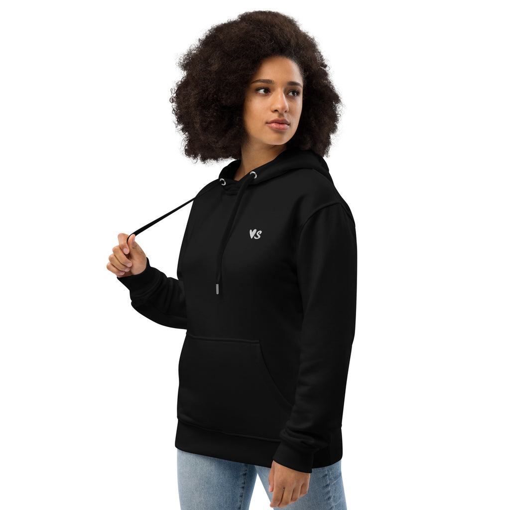 Black hoodie with hand-drawn heart and initial embroidery for matching couples