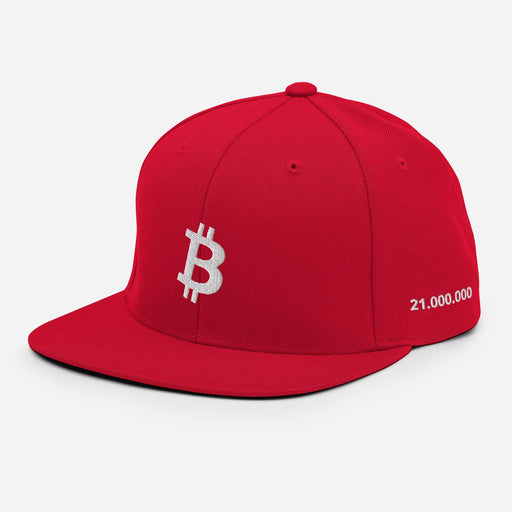 Custom Red - White Bitcoin Snapback Hat - Crypto Merch