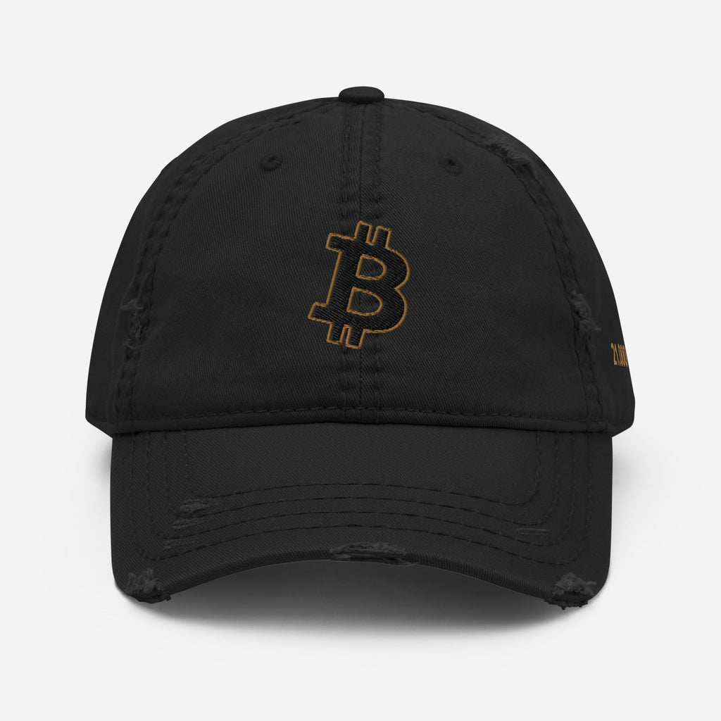 Bitcoin Distressed Dad Hat - Embroidered BTC Logo