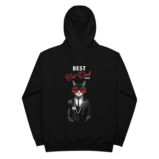 Cool Style Black Hoodie for Men - Best Cat Dad Ever Graphic Print
