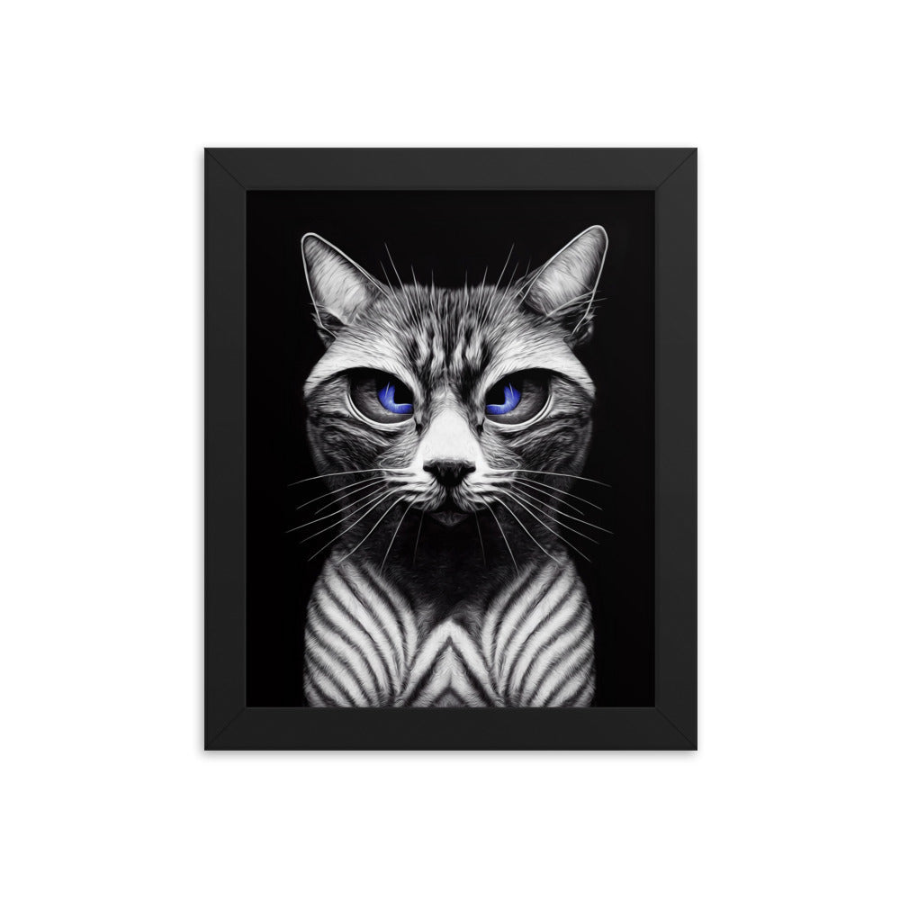 Framed Cat Pictures Black - White Wall Art Wood Frame