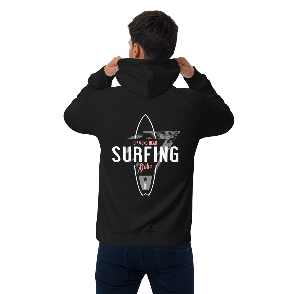 Beach & Surf Style Surfboard Hoodie with Back Print Black 