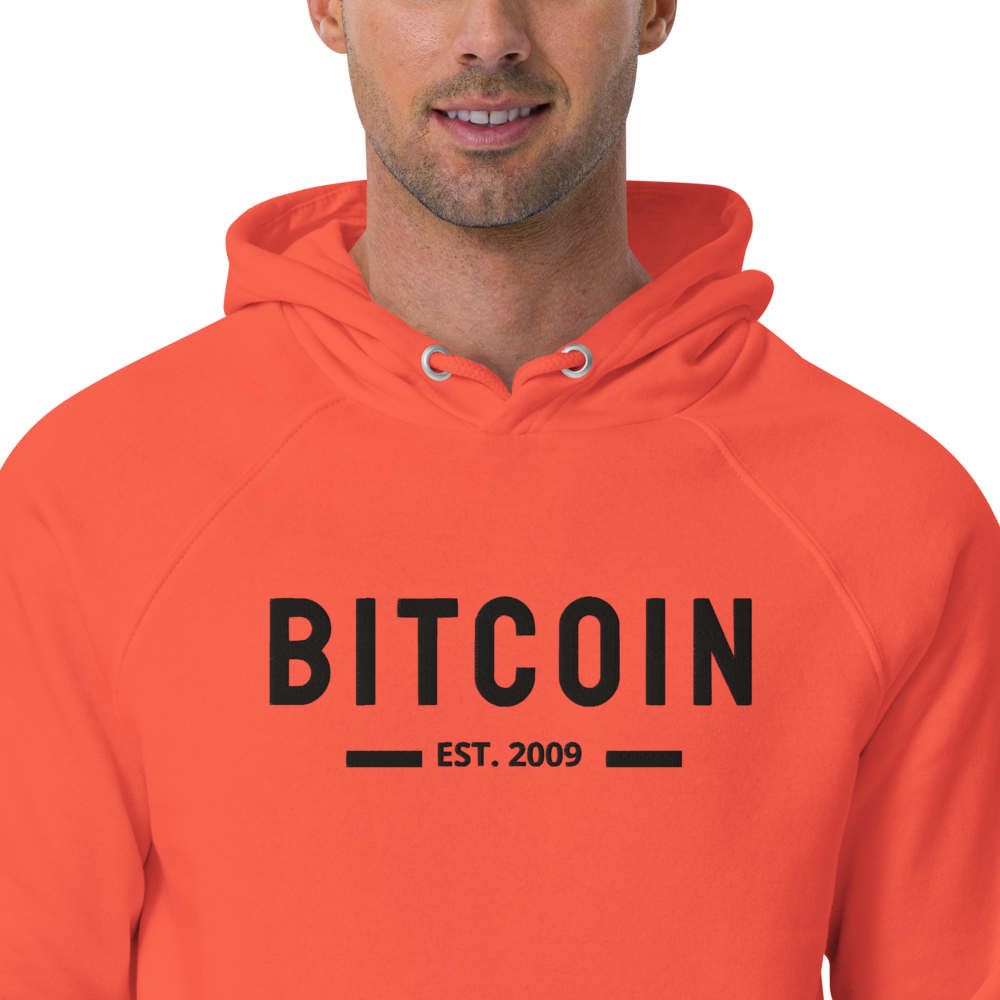 Bitcoin Hoodie Embroidery Crypto Merch Trader Gift Idea Orange zoomed in