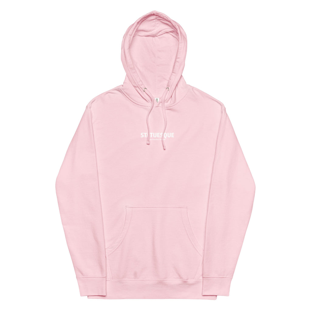 Pink hoodie mens Statuesque front view