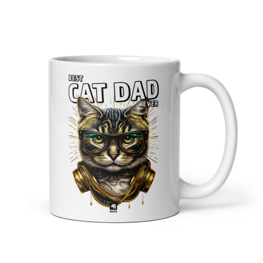 Best Cat Dad Ever Mug - Cat DJ Cool Music Hip Hop - Unique Pet Lover Gift